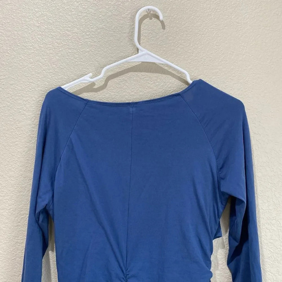 SUNDANCE Eternal Compliment Ruched Dress Blue Long Sleeve Size Medium - Picture 6 of 7